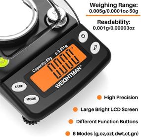 img 3 attached to 🔍 Precision Milligram Scale: USB-Connected, Weightman Reloading 50g x 0.001g Digital Jewelry MG Powder Scale with Calibration Weight, Tweezers, 2 Pans, LCD Screen