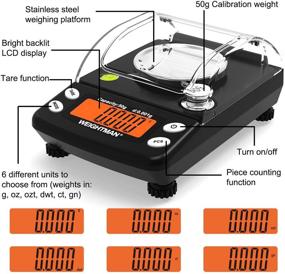 img 2 attached to 🔍 Precision Milligram Scale: USB-Connected, Weightman Reloading 50g x 0.001g Digital Jewelry MG Powder Scale with Calibration Weight, Tweezers, 2 Pans, LCD Screen