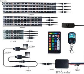 img 4 attached to 🏍️ Waterproof RGB Motorcycle LED Light Kit Strips - DXX 12Pcs, Multi-Color Accent Glow Neon Lights with Dual RF Wireless Remote Control for Harley Davidson Suzuki Honda Kawasaki BMW KTM