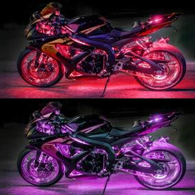 img 1 attached to 🏍️ Водонепроницаемый набор светодиодных лент для мотоцикла с RGB-подсветкой - DXX 12 штук, светимость разноцветных неоновых акцентов с двухканальным беспроводным пультом управления для Harley Davidson Suzuki Honda Kawasaki BMW KTM