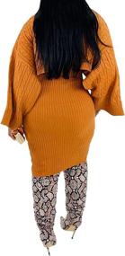 img 3 attached to 👗 Cupitool Women's Knitted Turtleneck Sweaters and Tank Midi Dress Set with Long Sleeves