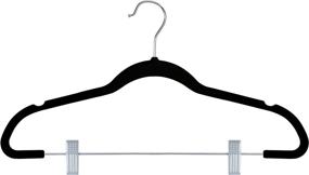 img 2 attached to 👗 Zoyer Velvet Skirt Hangers (12 Pack, Black): Non-Slip Pants Hangers with Metal Clips, 360° Swivel Hook for Space Saving Clothes Organization