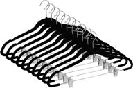 👗 zoyer velvet skirt hangers (12 pack, black): non-slip pants hangers with metal clips, 360° swivel hook for space saving clothes organization логотип