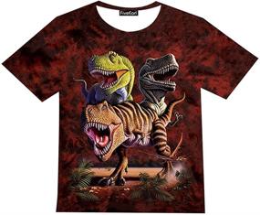 img 1 attached to FiveEarl Boys' Dinosaur Print Yellow KL Shirts: Tops, Tees & Shirts