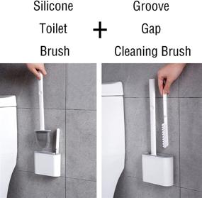 img 2 attached to 🚽 DJDZ Silicone Toilet Brush and Groove Gap Cleaning Brush - White, Deep Cleaner Bathroom Toilet Bowl Clean Brush Kit with Drain Quick Drying Holder