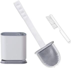 img 4 attached to 🚽 DJDZ Silicone Toilet Brush and Groove Gap Cleaning Brush - White, Deep Cleaner Bathroom Toilet Bowl Clean Brush Kit with Drain Quick Drying Holder