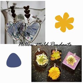 img 3 attached to 🌸 OBSEDE Hollow Mold Pendants - Assorted Geometric Pressed Flower Frame Crafts for Resin Earring Necklace, DIY Option