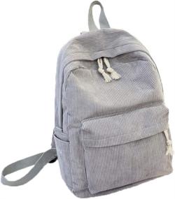 img 4 attached to Cool Corduroy Backpack for Trendy Teenagers - Stylish Shoulder Backpacks for School