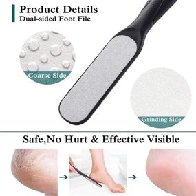 img 1 attached to FOREADA 2-Piece Foot File Callus Set - Stainless Steel Foot Rasp &amp; Dual Sided Foot File for Professional Pedicure - Premium Foot Scrubber to Remove Corns, Dead Skin, and Cocoon on Both Wet and Dry Feet