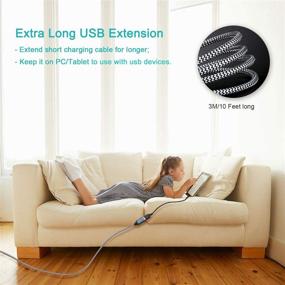 img 2 attached to 🔌 Besgoods USB Cable Extension: 2-Pack 10Ft Braided USB 3.0 Extender Cable - A Male to A Female with Metal Gold-Plated Connector (White)