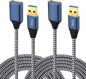 img 4 attached to 🔌 Besgoods USB Cable Extension: 2-Pack 10Ft Braided USB 3.0 Extender Cable - A Male to A Female with Metal Gold-Plated Connector (White)