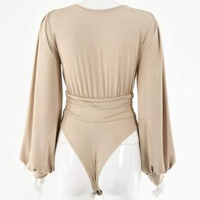 img 1 attached to 👗 Pleated Bodysuit Leotard: Weigou Women's Clothing for Jumpsuits, Rompers & Overalls