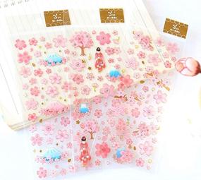 img 2 attached to 🌸 Kinteshun Sakura Scrapbooking Stickers - Japanese Style Self-adhesive DIY Decorative Cherry Blossoms Paster Decals Sticker Set for Scrapbooking or Card Making (6pcs with Assorted Patterns)