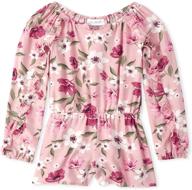 girls' ruffled floral romper by the children's place logo