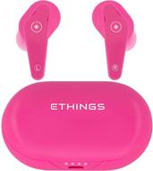 ethings heavy duty premium sound earbuds headphones with wireless charging case (pink) logo