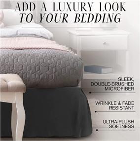 img 2 attached to 🛏️ Full Size Adjustable Pleated Microfiber Bed Skirt with 15 Inch Drop - Luxury Dust Ruffle Wrap - White