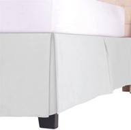 🛏️ full size adjustable pleated microfiber bed skirt with 15 inch drop - luxury dust ruffle wrap - white logo