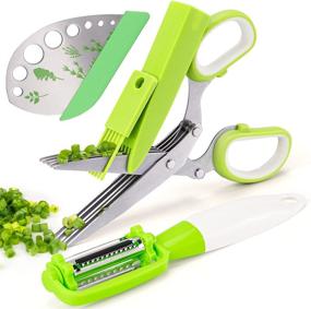 img 4 attached to 🌿 VIBIRIT Herb Scissors Leaf Herb Stripper + 5 Blade Stainless Steel Kitchen Scissors - Ideal for Chopping Chives, Vegetables, Salad, Collard Greens, Parsley, Rosemary - Perfect Christmas Gift!