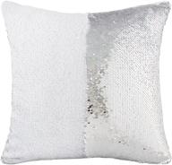 ✨ sequin pillow cover cushion covers 16x16in - stylish flip sequins decorative throw pillow case - silver and white logo