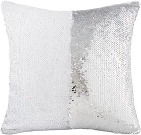 img 4 attached to ✨ Sequin Pillow Cover Cushion Covers 16x16in - Stylish Flip Sequins Decorative Throw Pillow Case - Silver and White