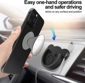 img 3 attached to 3 Pack Socket Car Mount for Phone Holder - Cute Bear Style Silicone Grip Stand with Phone Line Clasp for Collapsible Socket Users - for Dashboard, Home, Office, Kitchen, Desk, Wall (Black)