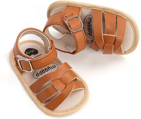 img 1 attached to 🐆 Leather Toddler Sandals: Boys' Leopard Walkers Shoes