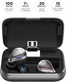 img 3 attached to 2021 Enhanced Mifo O5 Plus Gen 2 Wireless Earbuds - IPX7 Waterproof, Bluetooth 5, 100 Hours Playtime, Hi-Fi Sound, Built-in Mic, 2600mAH Charging Case (Grey)