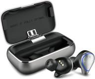 2021 enhanced mifo o5 plus gen 2 wireless earbuds - ipx7 waterproof, bluetooth 5, 100 hours playtime, hi-fi sound, built-in mic, 2600mah charging case (grey) logo