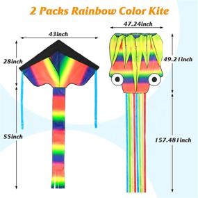 img 3 attached to MOLIK Kites - 2 Packs of 5M Large Octopus Kite with Rainbow Delta Design and Long Colorful Tail - Perfect for Kids and Adults, Easy to Fly in Outdoor Game Activities and Beach Trips - A Delightful Gift for Kids