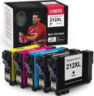 🖨️ lemero remanufactured ink cartridge set for epson 212xl t212 | wf-2830 wf-2850 | xp-4105 xp-4100 (black, cyan, yellow, magenta, 5 pack) logo