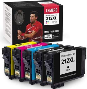 img 4 attached to 🖨️ LEMERO Remanufactured Ink Cartridge Set for Epson 212XL T212 | WF-2830 WF-2850 | XP-4105 XP-4100 (Black, Cyan, Yellow, Magenta, 5 Pack)