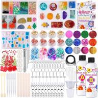 📿 beginner's silicone resin jewelry making casting mold starter kit: 214pcs stud earring pendant necklace charm keychain resin mold with glitter, pressed flower, and foil flakes - ideal for resin art craft logo