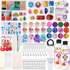 img 4 attached to 📿 Beginner's Silicone Resin Jewelry Making Casting Mold Starter Kit: 214Pcs Stud Earring Pendant Necklace Charm Keychain Resin Mold with Glitter, Pressed Flower, and Foil Flakes - Ideal for Resin Art Craft