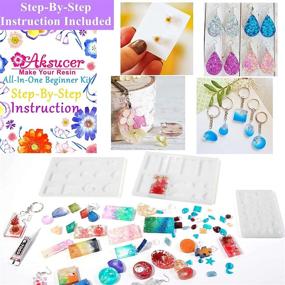 img 1 attached to 📿 Beginner's Silicone Resin Jewelry Making Casting Mold Starter Kit: 214Pcs Stud Earring Pendant Necklace Charm Keychain Resin Mold with Glitter, Pressed Flower, and Foil Flakes - Ideal for Resin Art Craft