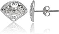 elegant sterling silver vintage filigree fan triangle stud earrings: timeless charm logo