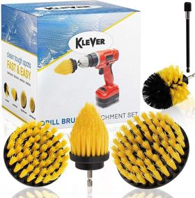 img 3 attached to 🧹 4 Piece Medium Bristle Power Drill Brush Set for Bathroom Cleaning, Tiles, Kitchen, Pots & Pans, Hot Tub - Includes Angled Corner Brush, Bullet Power Scrubber, and 2 Flat Drill Brushes