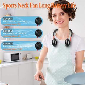 img 3 attached to 🌀 Hayousui USB Portable Bladeless Neck Fan - Rechargeable Cooling Neckband Fan: Stay Cool Hands-Free with this Mini Fan for Sports, Office, and More!