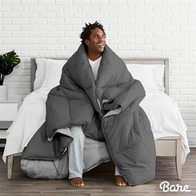 img 2 attached to 🛏️ Bare Home Oversized King Comforter - Reversible Colors - Goose Down Alternative - Ultra-Soft - Premium 1800 Series - All Season Warmth - Bedding Comforter (Grey/Light Grey, Oversized King)