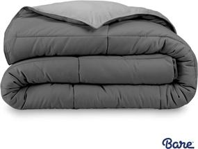 img 3 attached to 🛏️ Bare Home Oversized King Comforter - Reversible Colors - Goose Down Alternative - Ultra-Soft - Premium 1800 Series - All Season Warmth - Bedding Comforter (Grey/Light Grey, Oversized King)