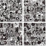 🔥 200 pcs waterproof gothic punk stickers - black & white skull horror vinyl stickers for water bottle, laptop, skateboard, luggage, motorcycle, car bumper, guitar - cool graffiti decals logo
