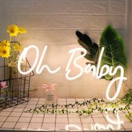 👶 oh baby neon light signs - kunbigo decorative white led neon sign wall decor with power adapter & dimmable switch - ideal for birthday party decor, kid’s room, wedding house, and christmas - size: 23.5×11.8 inches логотип