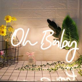 img 4 attached to 👶 Oh Baby Neon Light Signs - KUNBIGO Decorative White LED Neon Sign Wall Decor with Power Adapter & Dimmable Switch - Ideal for Birthday Party Decor, Kid’s Room, Wedding House, and Christmas - Size: 23.5×11.8 inches