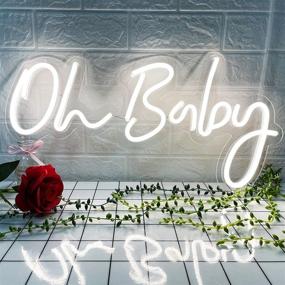 img 1 attached to 👶 Oh Baby Neon Light Signs - KUNBIGO Decorative White LED Neon Sign Wall Decor with Power Adapter & Dimmable Switch - Ideal for Birthday Party Decor, Kid’s Room, Wedding House, and Christmas - Size: 23.5×11.8 inches