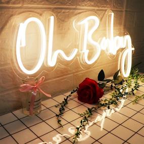 img 3 attached to 👶 Oh Baby Neon Light Signs - KUNBIGO Decorative White LED Neon Sign Wall Decor with Power Adapter & Dimmable Switch - Ideal for Birthday Party Decor, Kid’s Room, Wedding House, and Christmas - Size: 23.5×11.8 inches