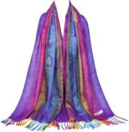 🌺 women's accessories: colorful flowers jacquard pashmina thm02-03 - enhance your style with this stunning piece logo