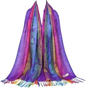 img 4 attached to 🌺 Women's Accessories: Colorful Flowers Jacquard Pashmina THM02-03 - Enhance your Style with this Stunning Piece