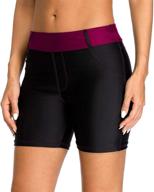 attraco women's high waist swim shorts with pockets - a must-have swimsuit short logo