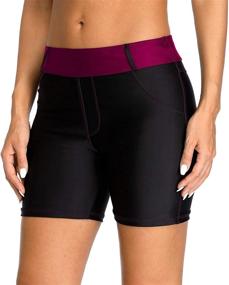 img 4 attached to ATTRACO Women's High Waist Swim Shorts with Pockets - A Must-Have Swimsuit Short