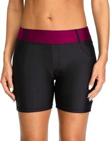 img 1 attached to ATTRACO Women's High Waist Swim Shorts with Pockets - A Must-Have Swimsuit Short