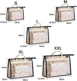 img 3 attached to Gcroet Handbag Storage 5 Pack: Transparent Anti-dust Purse Organizer Dust Cover Bags with Zipper & Handle for Space-Saving Hanging Closet Storage